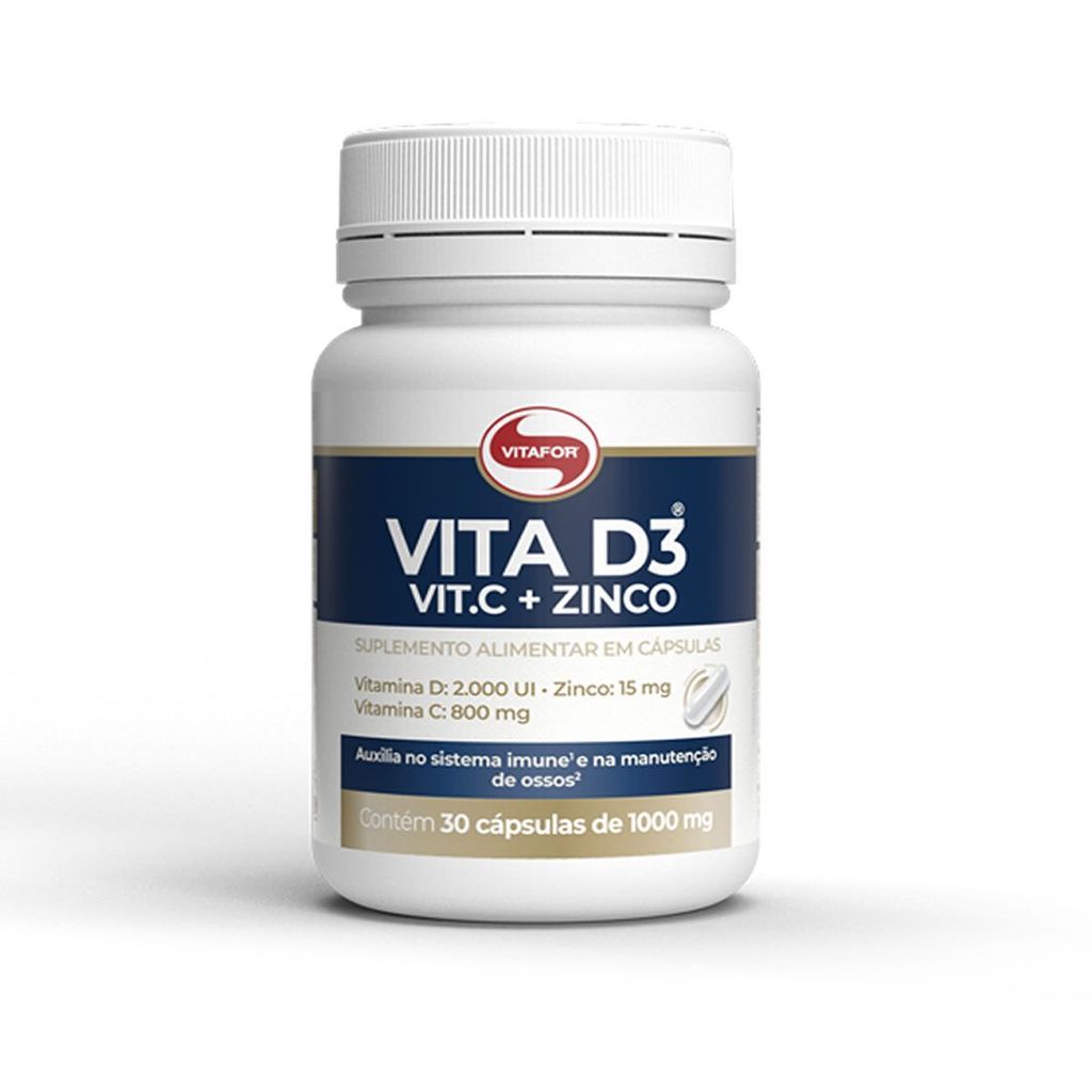Vita D3 + Vit C + Zinco - 30 Cápsulas - Vitafor