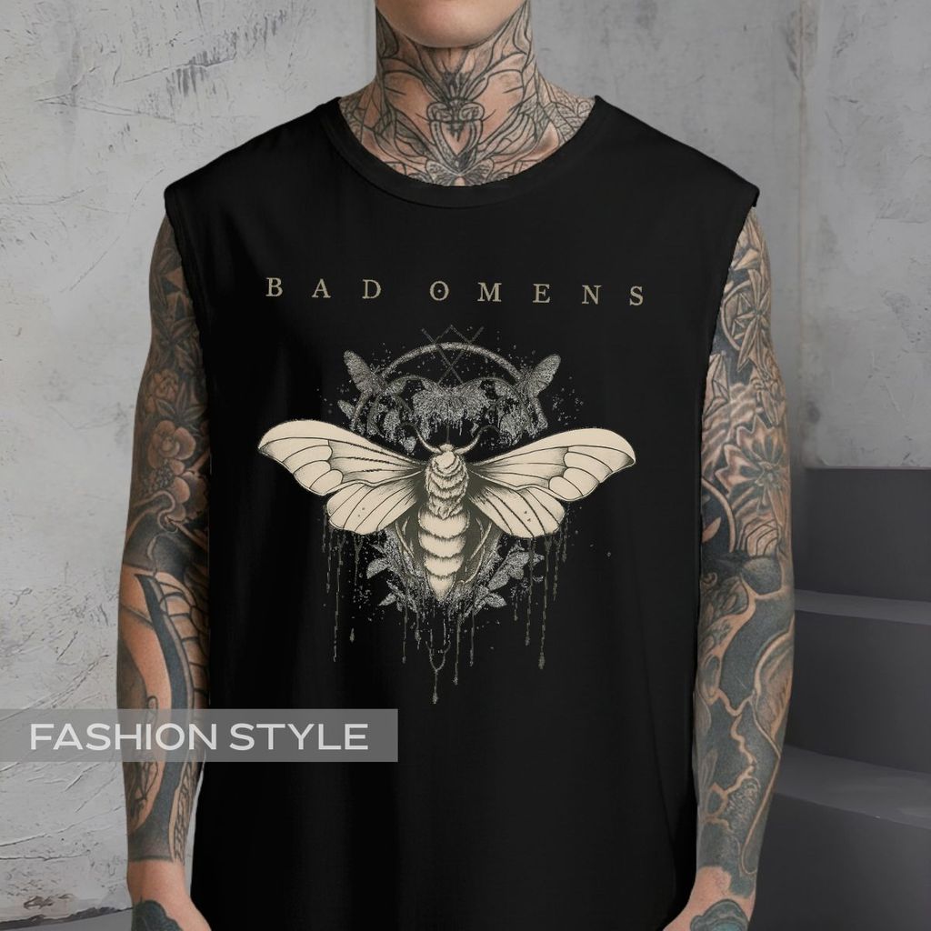 Regata Oversized Bad Omens Mariposa Grunge Rock Banda Boys Regata Machão Blusa Cavada
