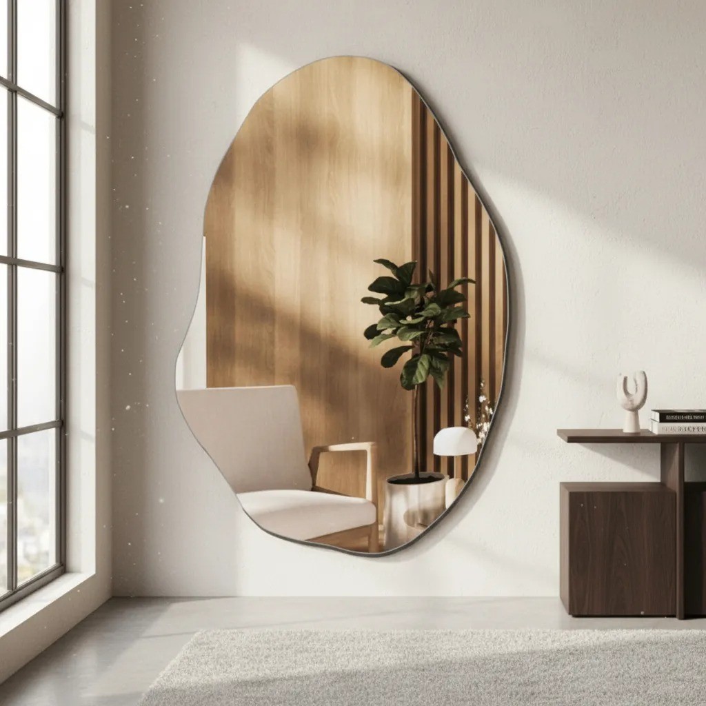 Espelho Orgânico Lapidado Grande Sem Moldura Decoração Quarto Banheiro Sala em Oferta na Shopee