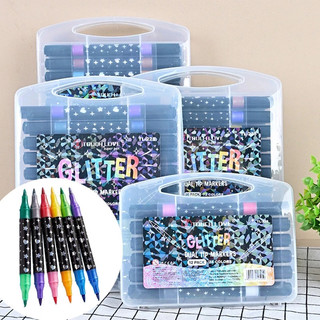 Caneta Marcadora acrílica Glitter Metalizada Ponta Dupla para Colorir Brilhante 24/48/72/…