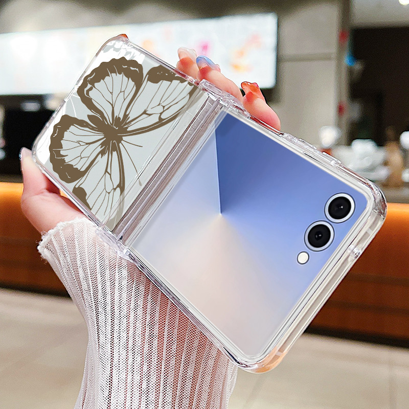 Linha Borboleta Caso Claro Para Samsung Galaxy Z Flip 7 7FE 6 5 4 3 Dobradiça Co