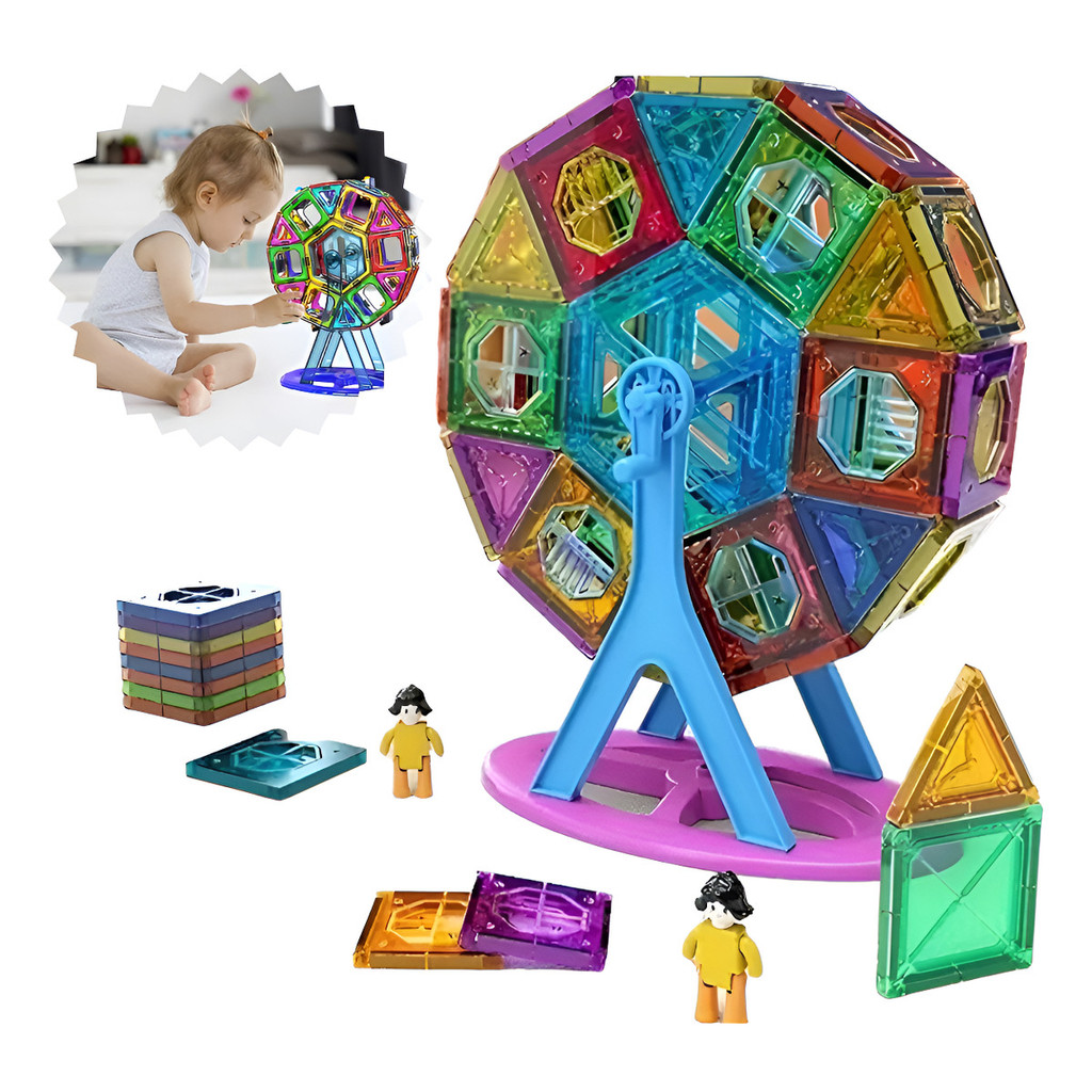 Blocos de Montar com Imã Jogo Educativo Monta Roda Gigante Brinquedo Sensorial Infantil