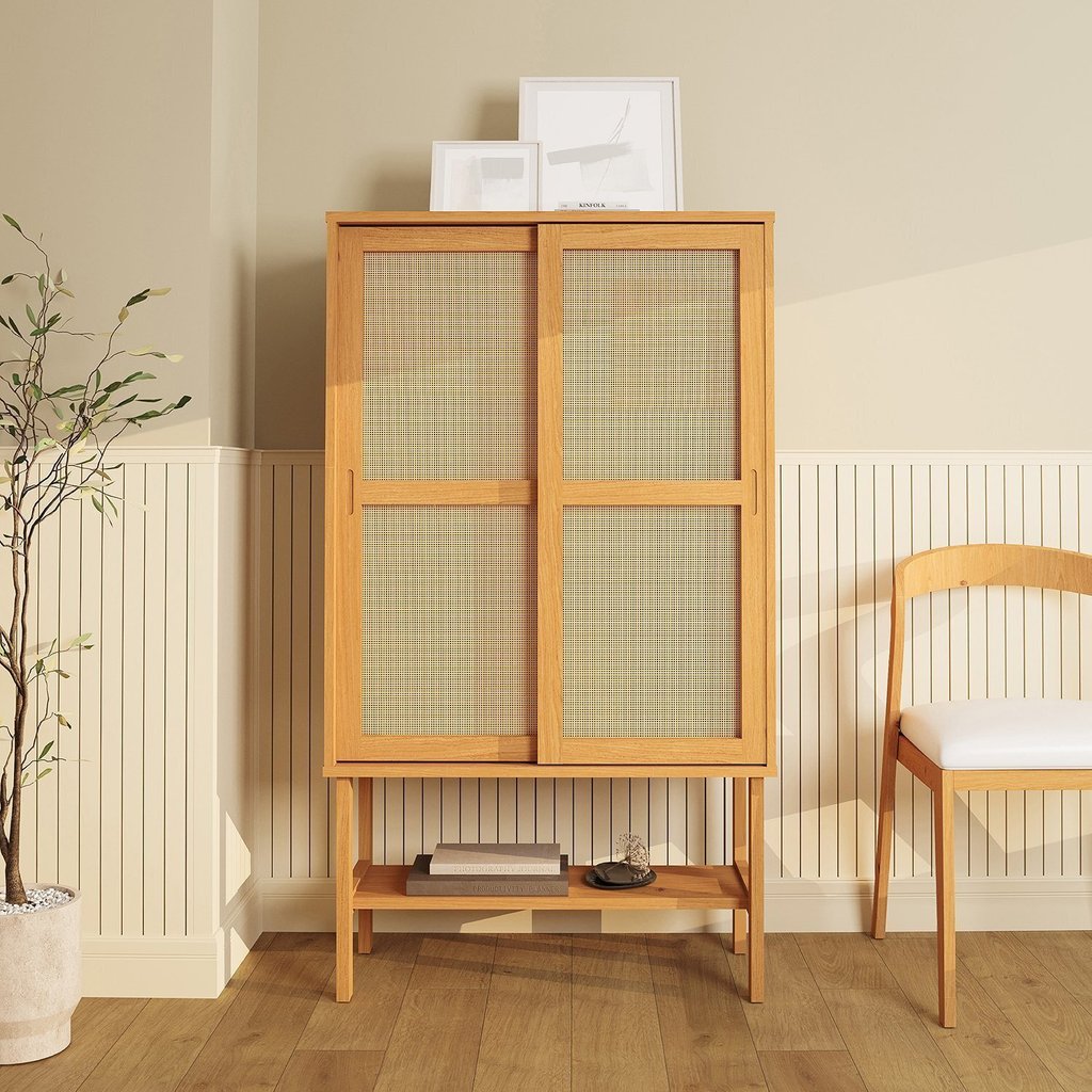 Cristaleira Baixa Magna Porta Rattan CabeCasa MadeiraOriginals em Oferta na Shopee