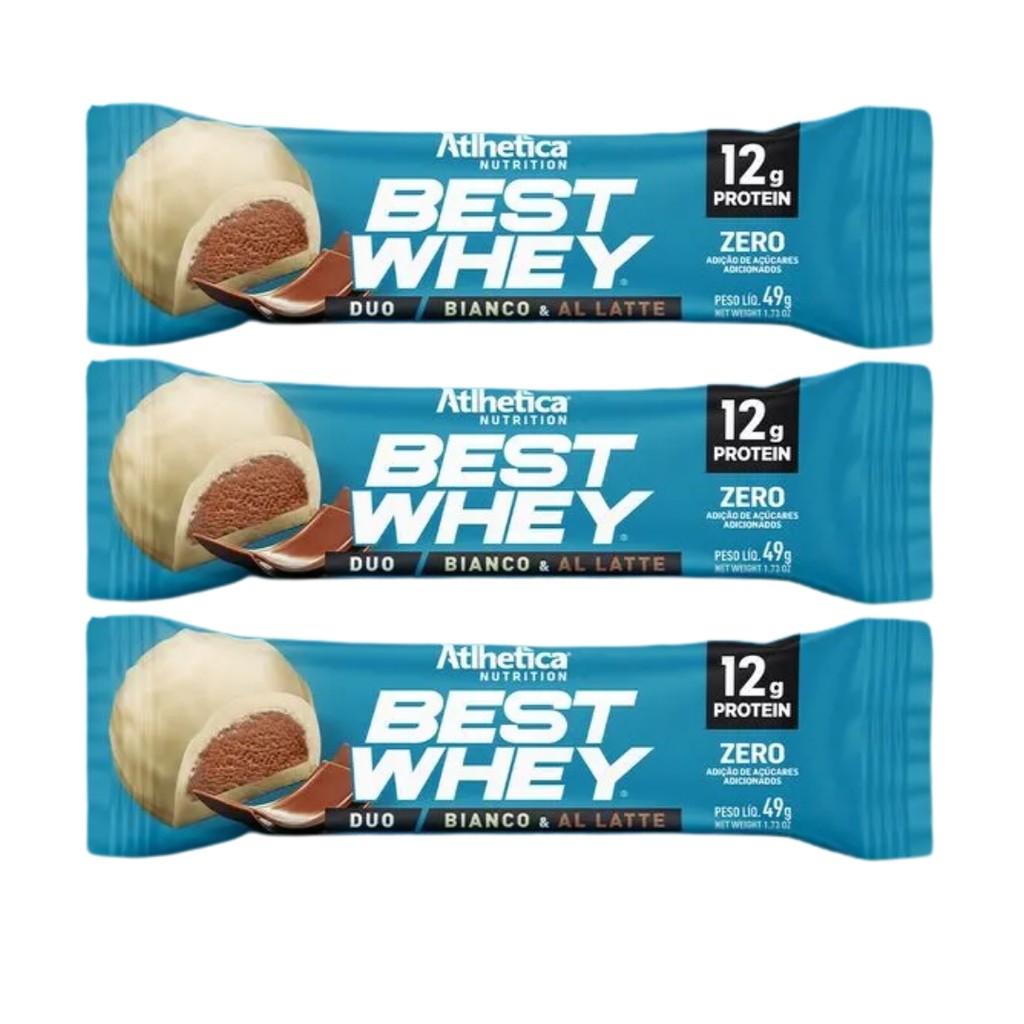 Kit 3 Best Whey Bar 12g Protein 49 g Duo - Bianco & Al Latte