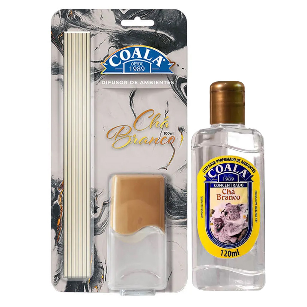 KIT DIFUSOR DE AROMAS 100ML + LIMPADOR PERFUMADO 120ML COALA CHÁ BRANCO