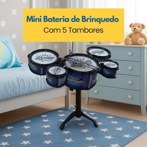 Mini Bateria Infantil Kit Musical Tambor Percussao Instrumento Educativo Brinquedo Som Colorido