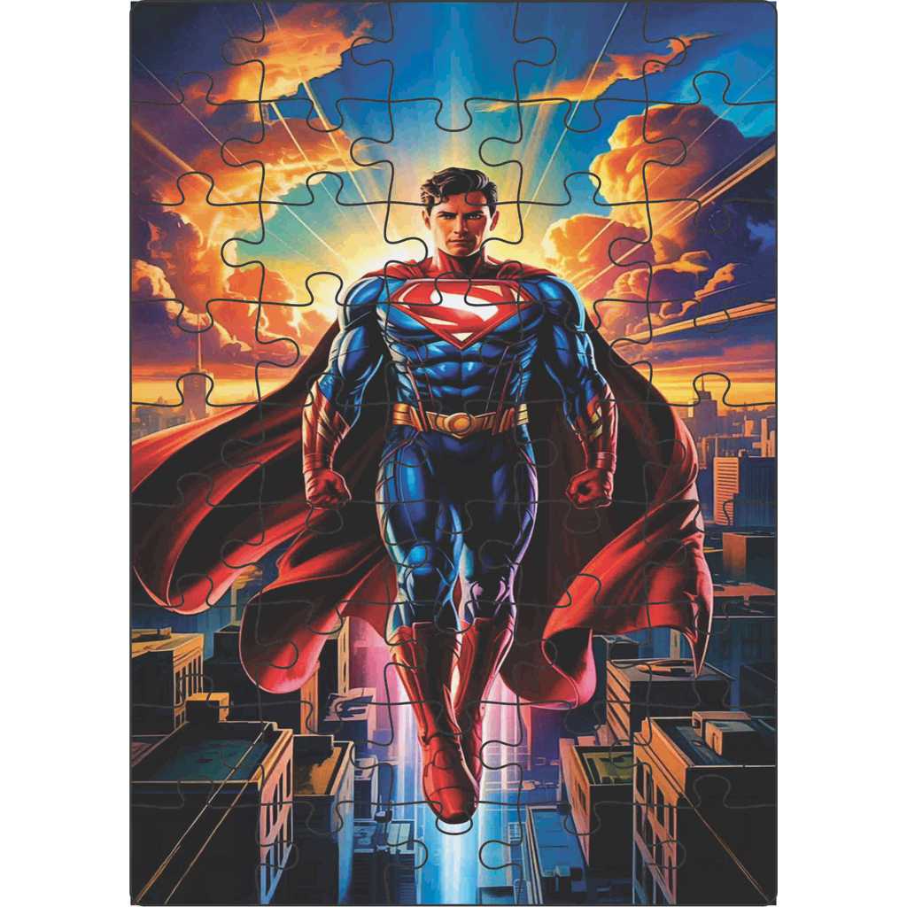 Quebra-Cabeça Jogo Infantil Educacional Super Homem 45 peças 20x28 cm Feito em Madeira (MDF)
