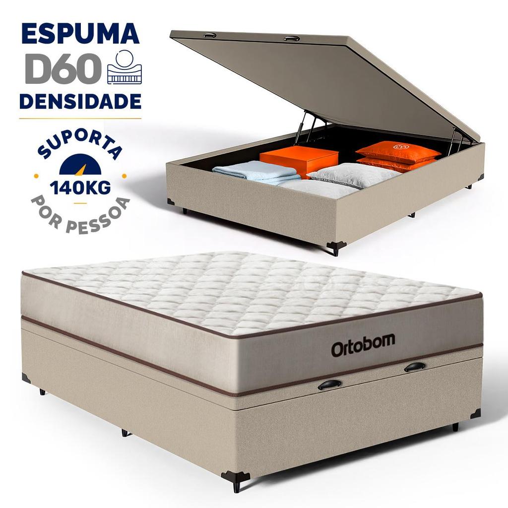 Cama Box Baú - Colchão Espuma D60 Ortobom Force Dream Casal em Oferta na Shopee