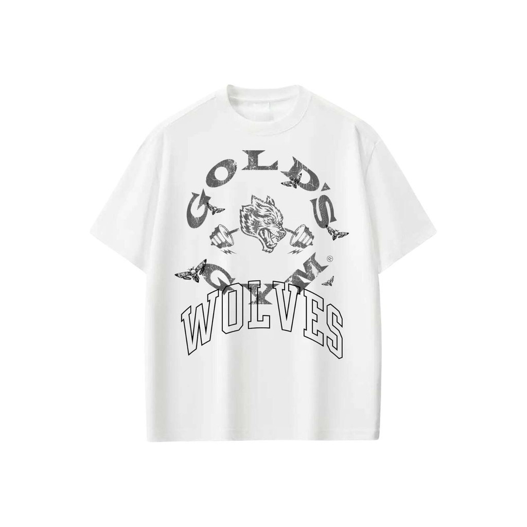 Camiseta Oversized estampada Branca Confortável Algodão Gold's Gym" - Novidade para Academia