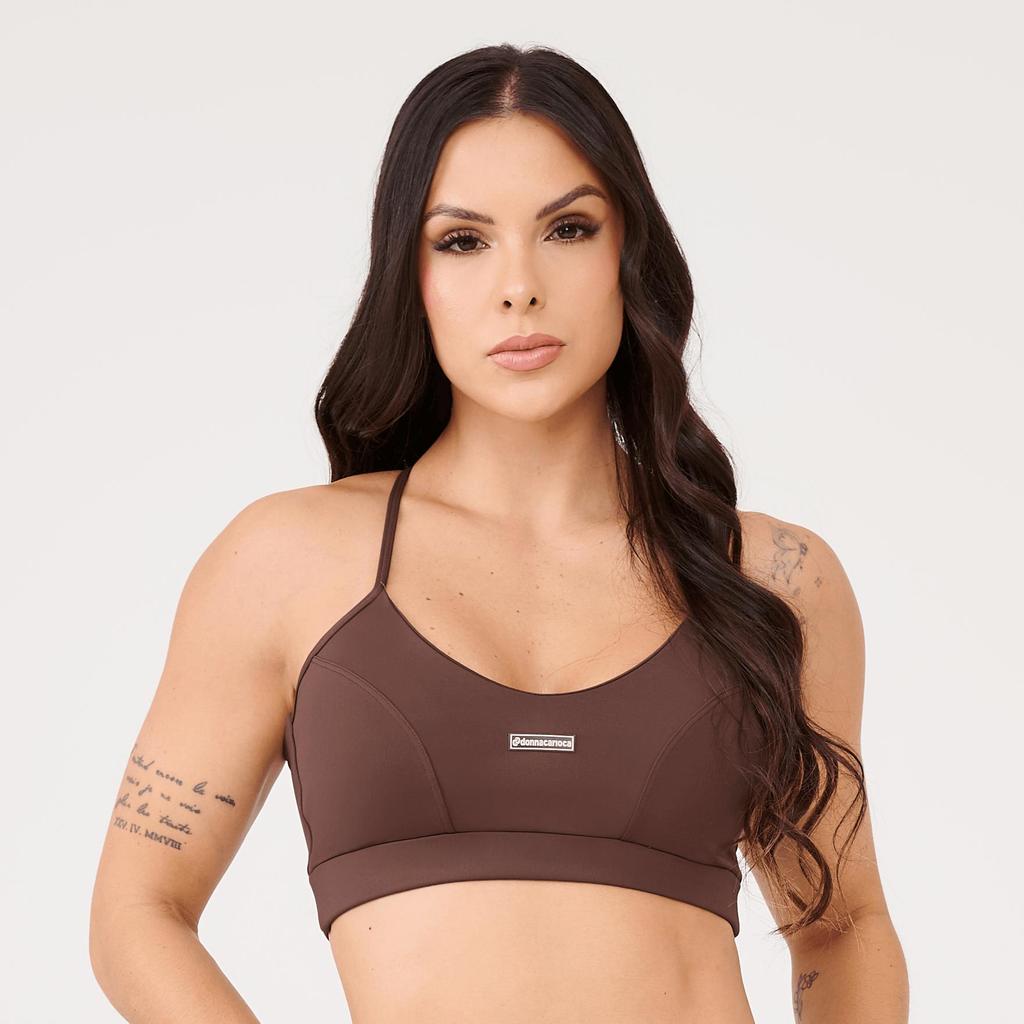 Top Essential Marrom Chocolamore Poliamida Com Bojo