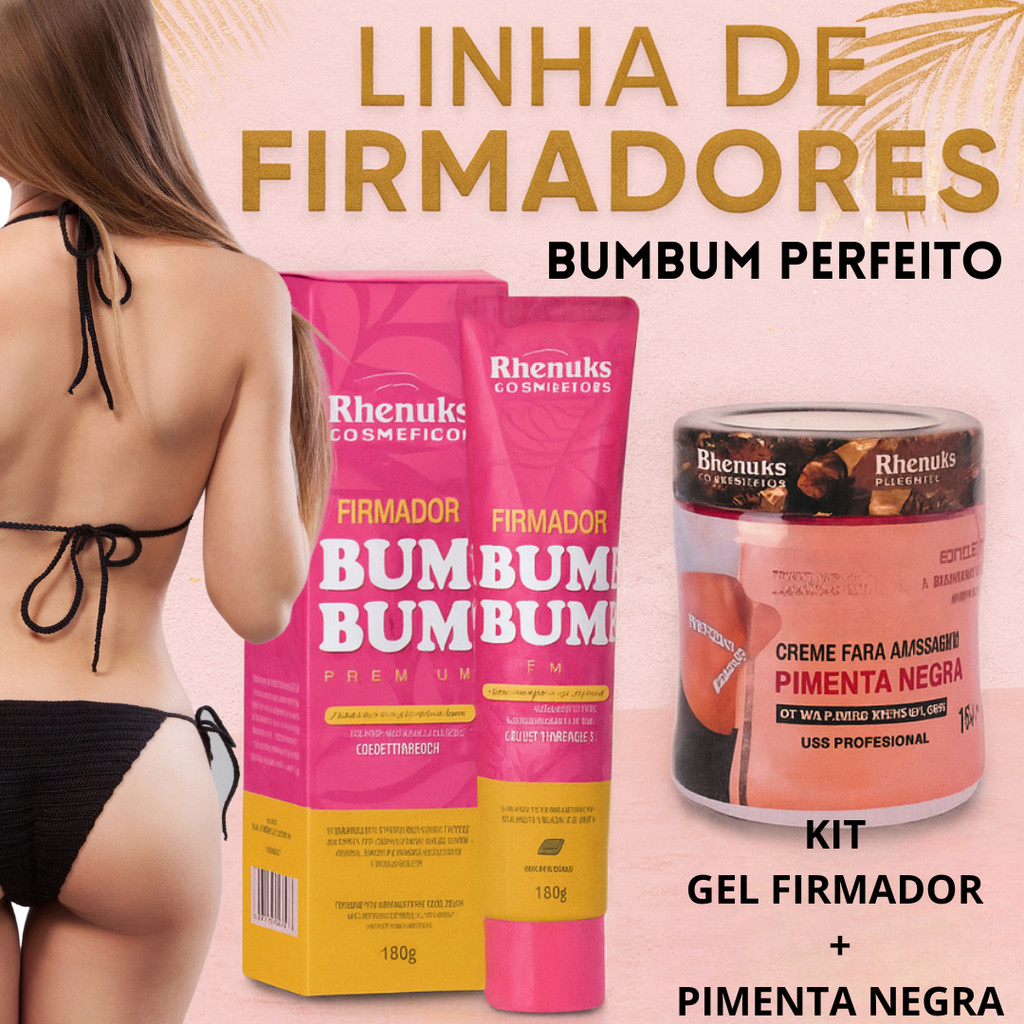 Kit C/ 2 Itens Gel Firmador Bumbum + Gel Pimenta Negra Premium Rhenuks Cuidados Pele Corporal
