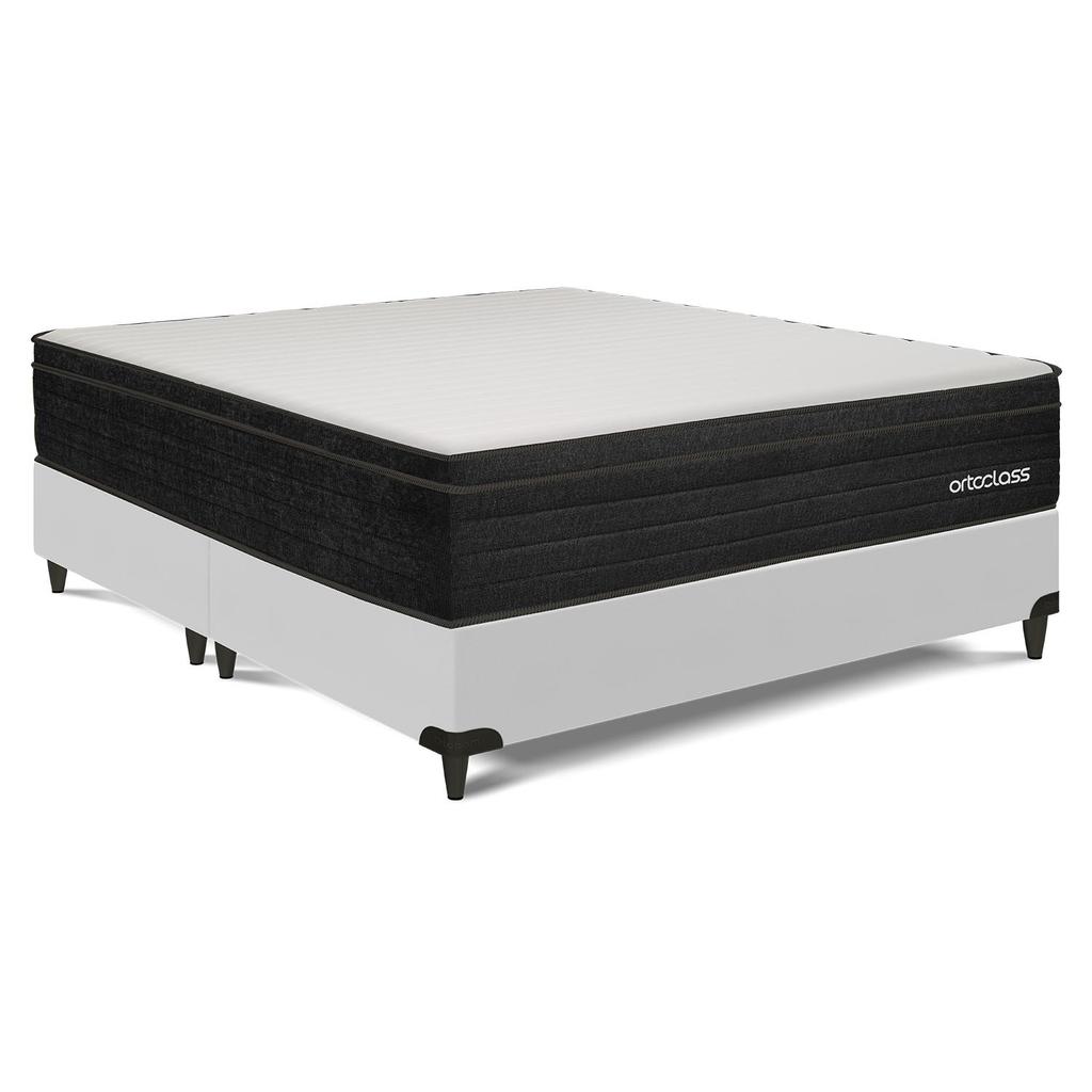 Cama Box e Colchão Poli Pillow D45 -Queen(158x198)-Ortoclass