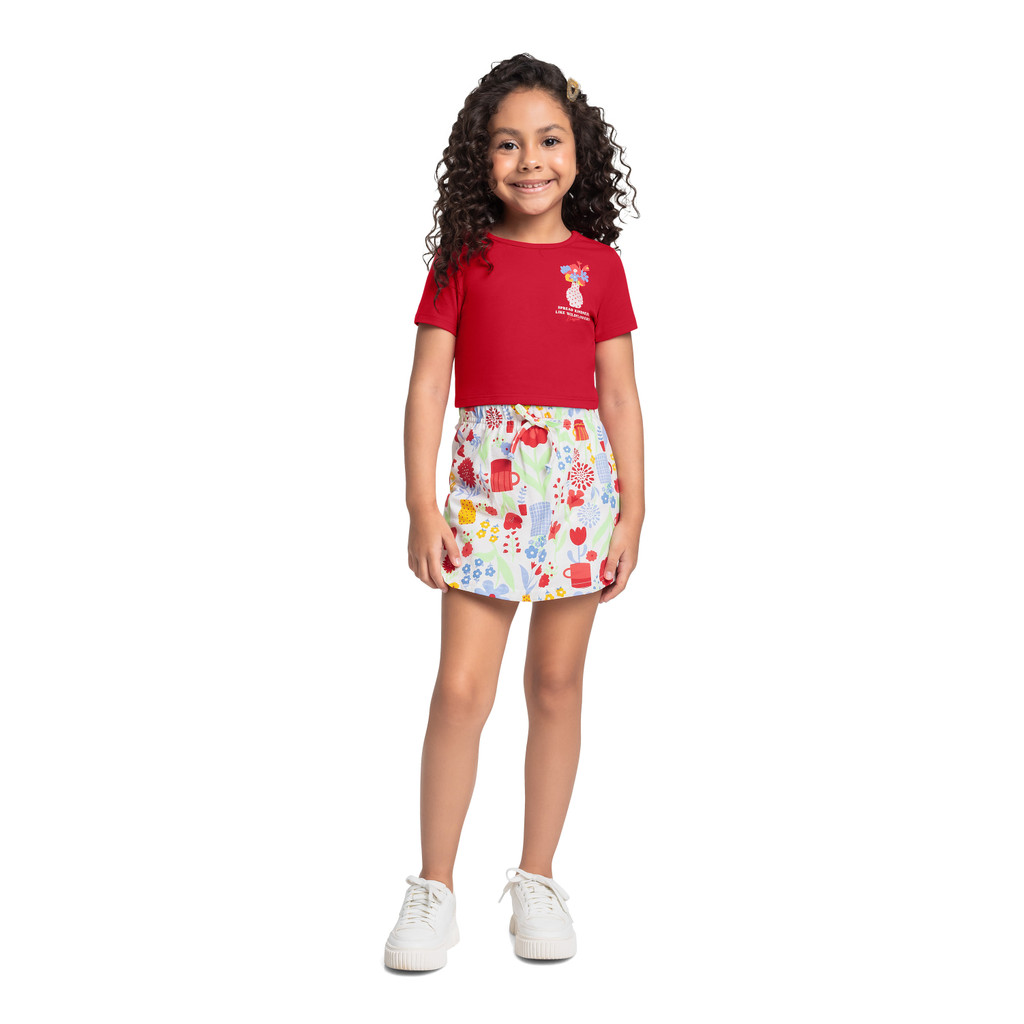 CONJUNTO BLUSA COTTON E SHORT-SAIA VERAO FEMININO