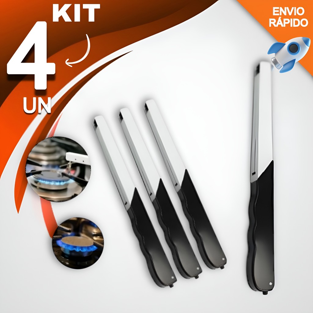 Kit 4 Acendedor De Fogão Isqueiro Fogão Churrasqueira