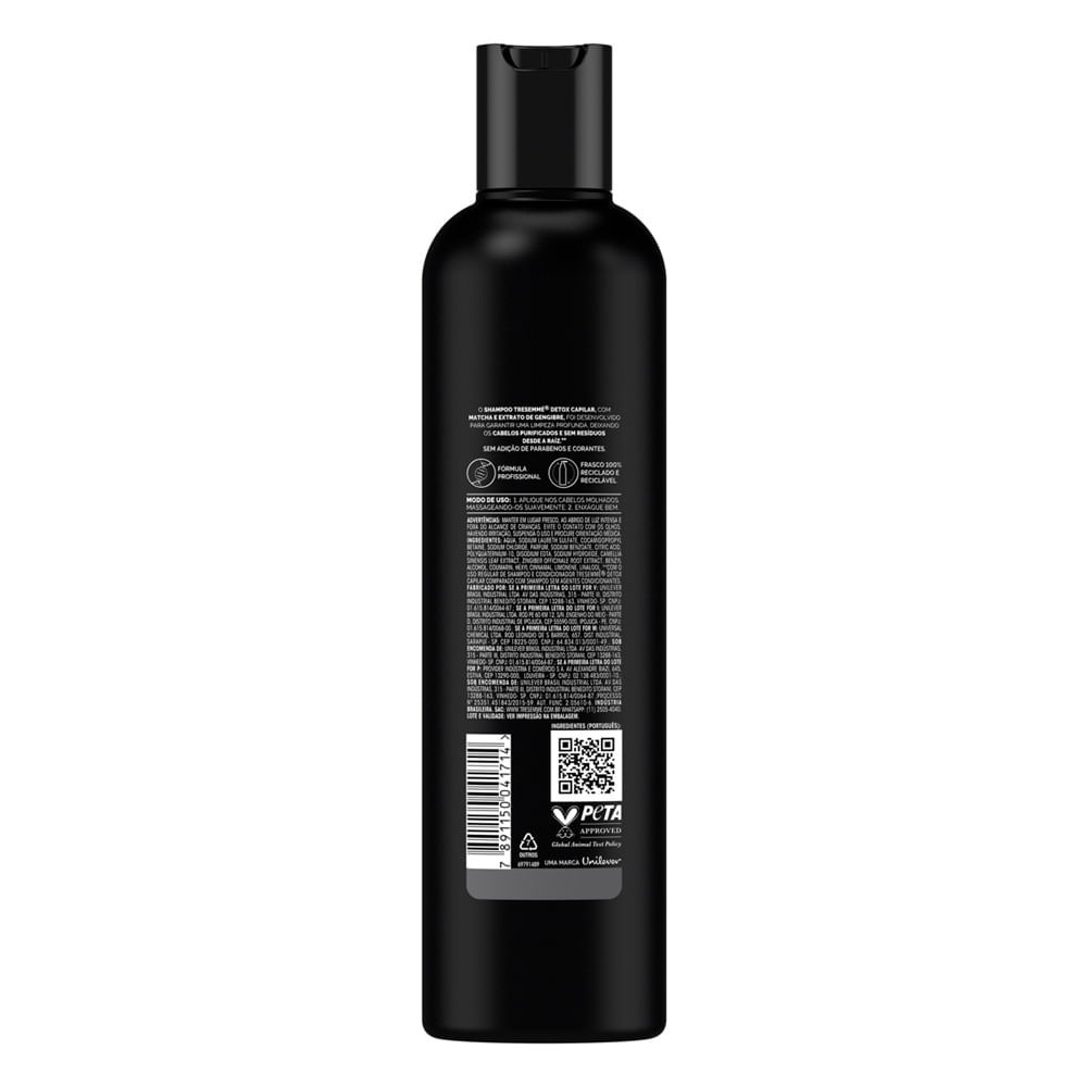Detalhes do Shampoo TRESemmé Detox Capilar 400ml