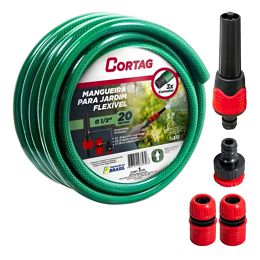 Kit Mangueira Jardim Reforçada Trançada Cortag 20m Com Bico