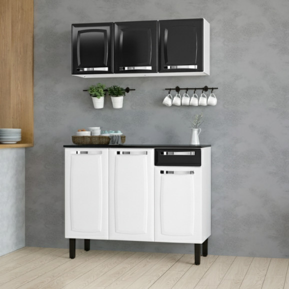 Móvel Cozinha Aço Completa Itatiaia Rose Balcão Com Tampo Mais Aéreo Moderno Oferta