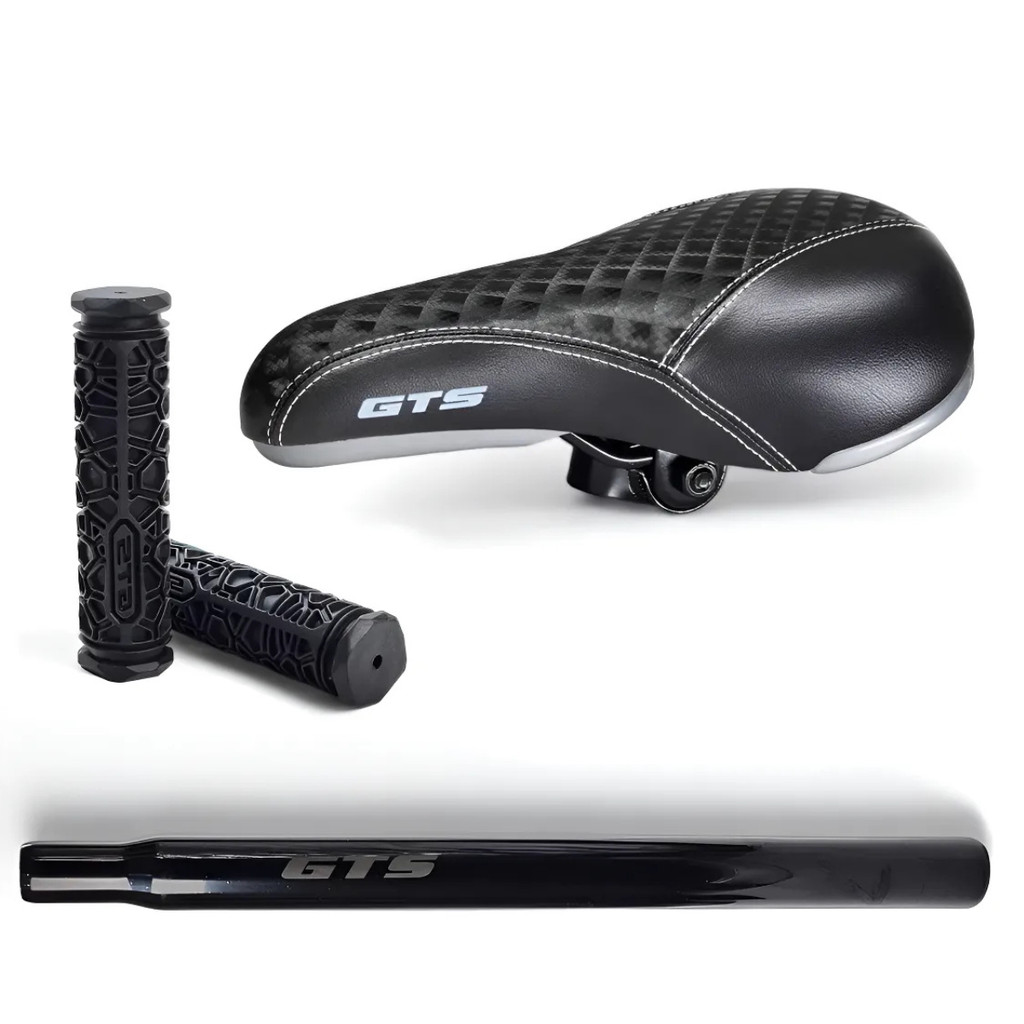 Banco Selim Bike BMX Cross Freeride Freestyle Dh Grau Wheeling Com Canote 27.2 e Manopla Punho
