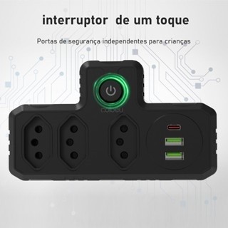 Conector de cabo de extensão Universal portátil de três plugues, carregador rápido, 2 Interfaces USB, 1 transformador co