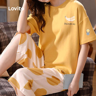 Lovito Conjunto de Pijamas Fofos Pack de 2 com Estampas Combinadas Primavera/verão Pijamas Amarelos LNE117233 em Oferta na Shopee
