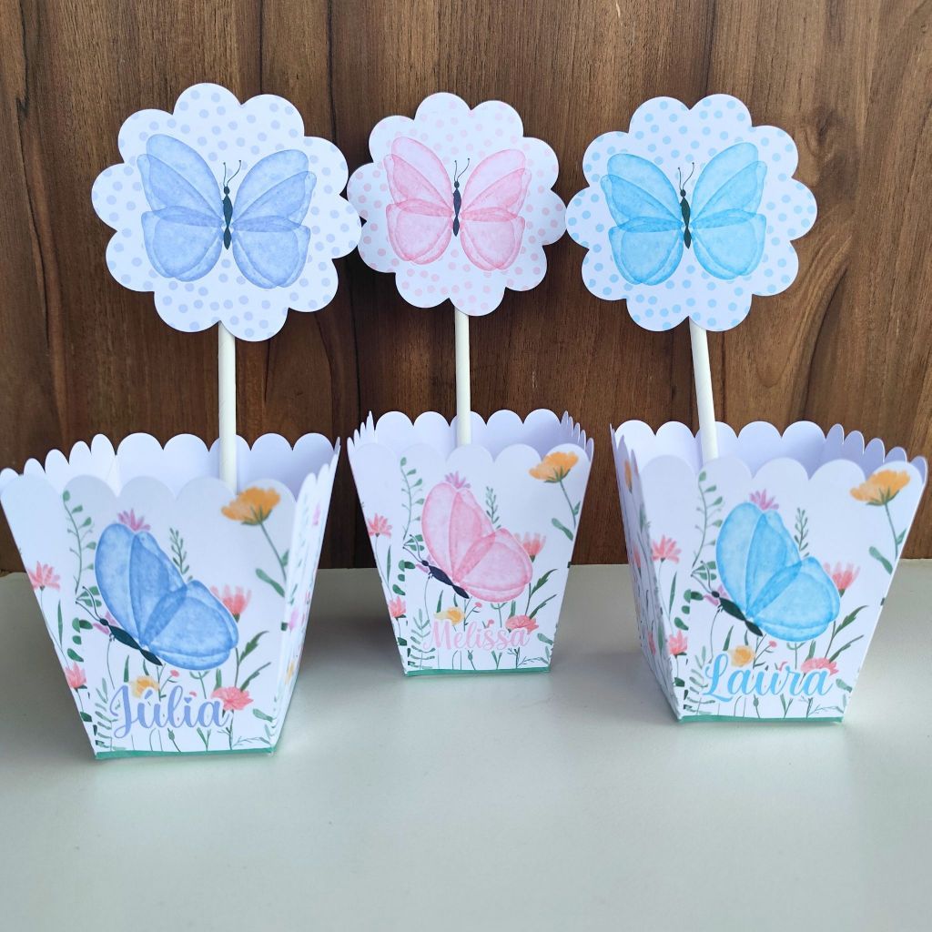 Centro de mesa Cachepô personalizado Jardim das borboletas - Pegue e Monte