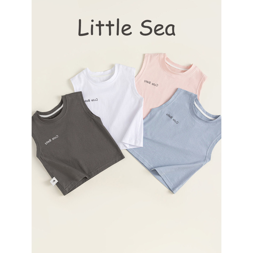 Verão simples moda All-Match Casual crianças colete verão novos produtos meninos sem mangas camiseta moda puro algodão t