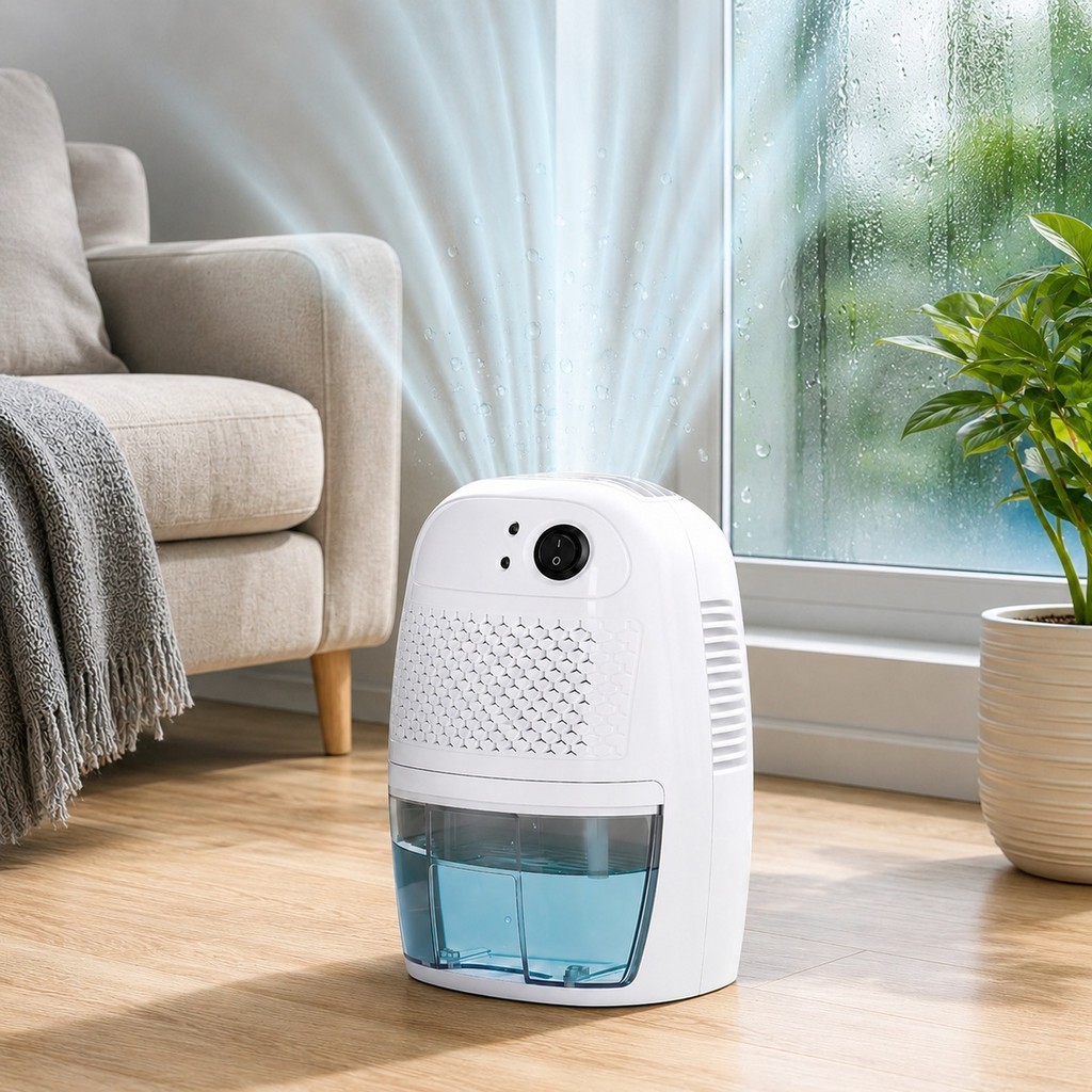 Desumidificador de Ar Portátil Silencioso Controle de Umidade Reservatório 800ml Bivolt Auxilia Secagem OIH-5630