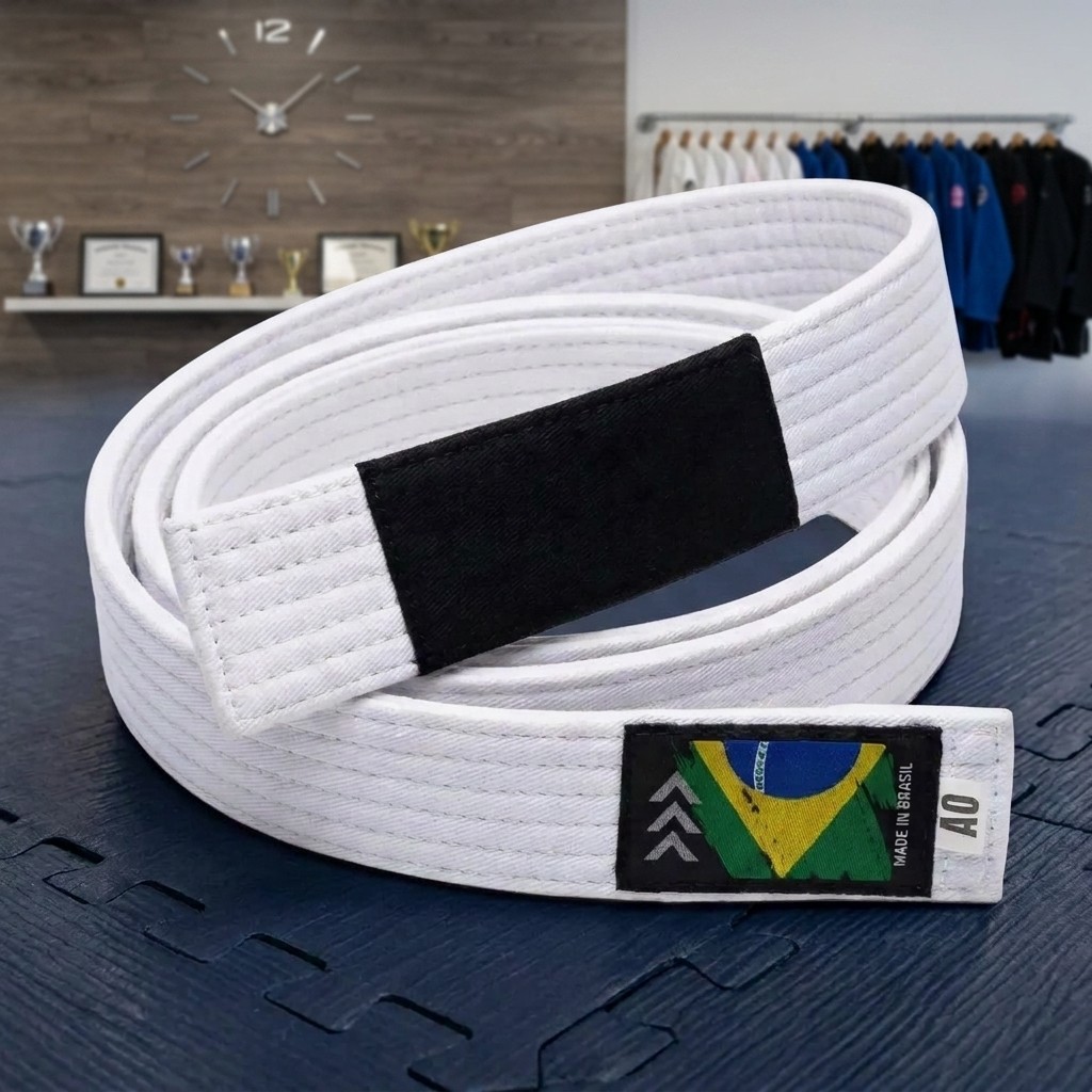 Faixa Jiu Jitsu Reforçada Sequência Profissional 4mm 4cm 6 Costuras Ponta Graduação Treino Competição Profissional