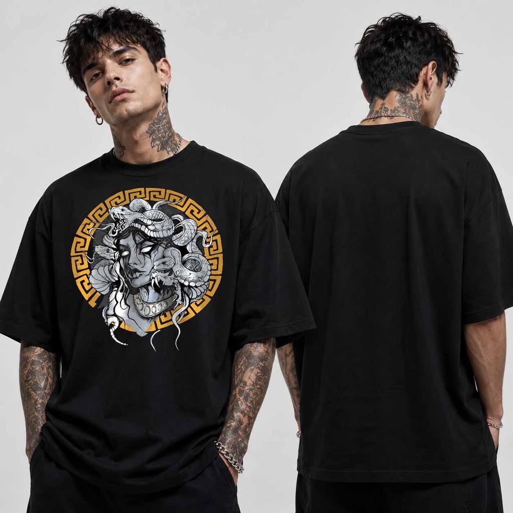 Camiseta Oversized Unissex Medusa Mitológica Arte Urbana Streetwear Estampa Premium 100% Algodão