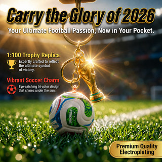 [Design Exclusivo] 【Presente Perfeito】2026 World Cup Trophy Keychain Pendant / Copa do Mundo/Troféu/Futebol/Chaveiro