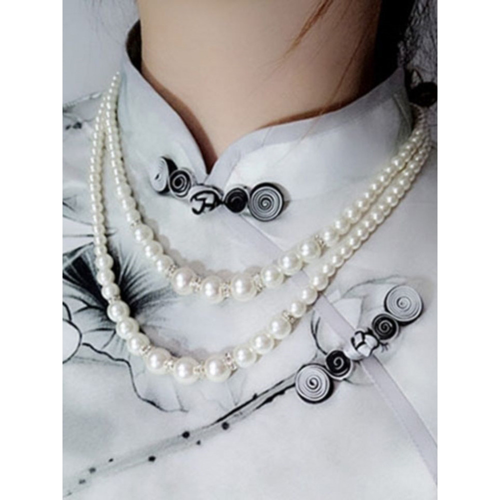 colar colar femenino Combinando cheongsam pérola colar cheongsam acessórios dupla camada clavícula corrente colar senhor