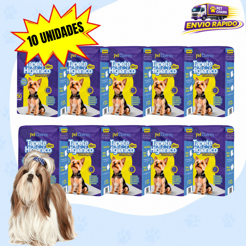 Kit 10 Pacotes Tapete Higiênico Para Cães com 500 Unidades 60x50cm Grande