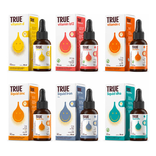Kit Family Care True Source 30ml Vitaminas Líquidas Original Laranja / Morango / Framboesa