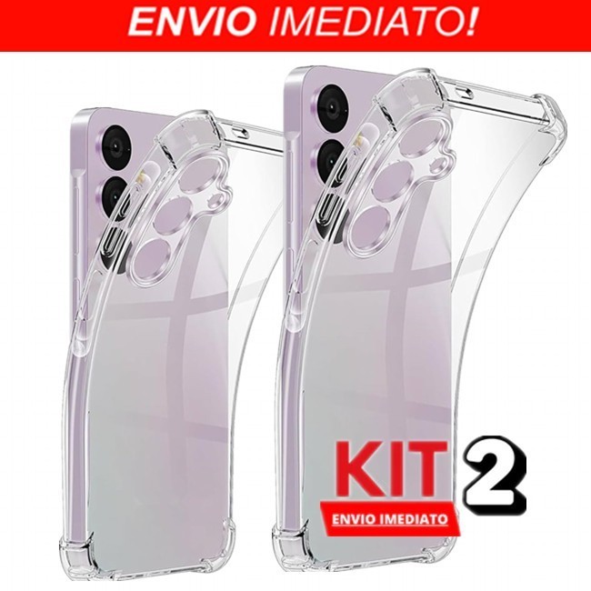 KIT Com 2 Capa Transparente Para Samsung Galaxy Linha S - S8 Plus S9 S10 S10E S20 FE Ultra S21 S22 S23 spx 001