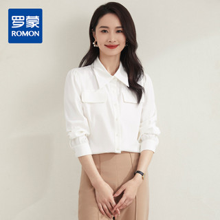 [Business Commuter] Romon Four Seasons Senhoras Camisa de Manga Comprida Popular Diária Confortável Simples Camisa de Tr