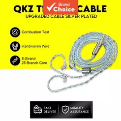 Cabo de atualização QKZ T1 8 fios banhados a prata, 3,5 mm x 0,75 mm, cabo de fone de ouvido de 2 pinos.