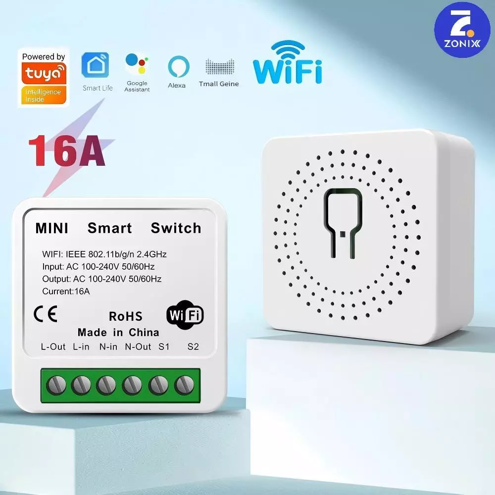 Interruptor inteligente WIFI mini 16A suporte controle por voz Alexa Google Home-Zonix