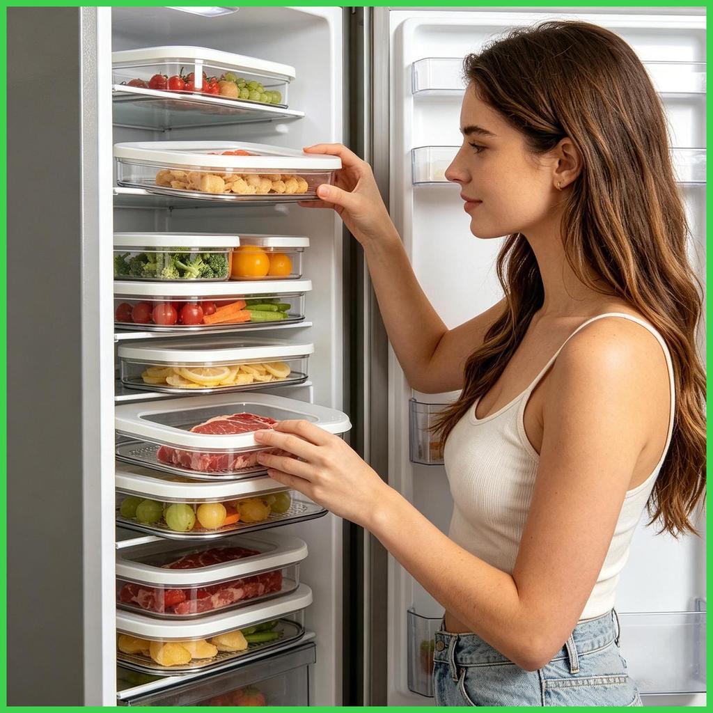 Recipientes De Alimentos Transparente Hermético Reutilizável Organizador Bacon Recipiente De Carne Para Geladeira Queijo