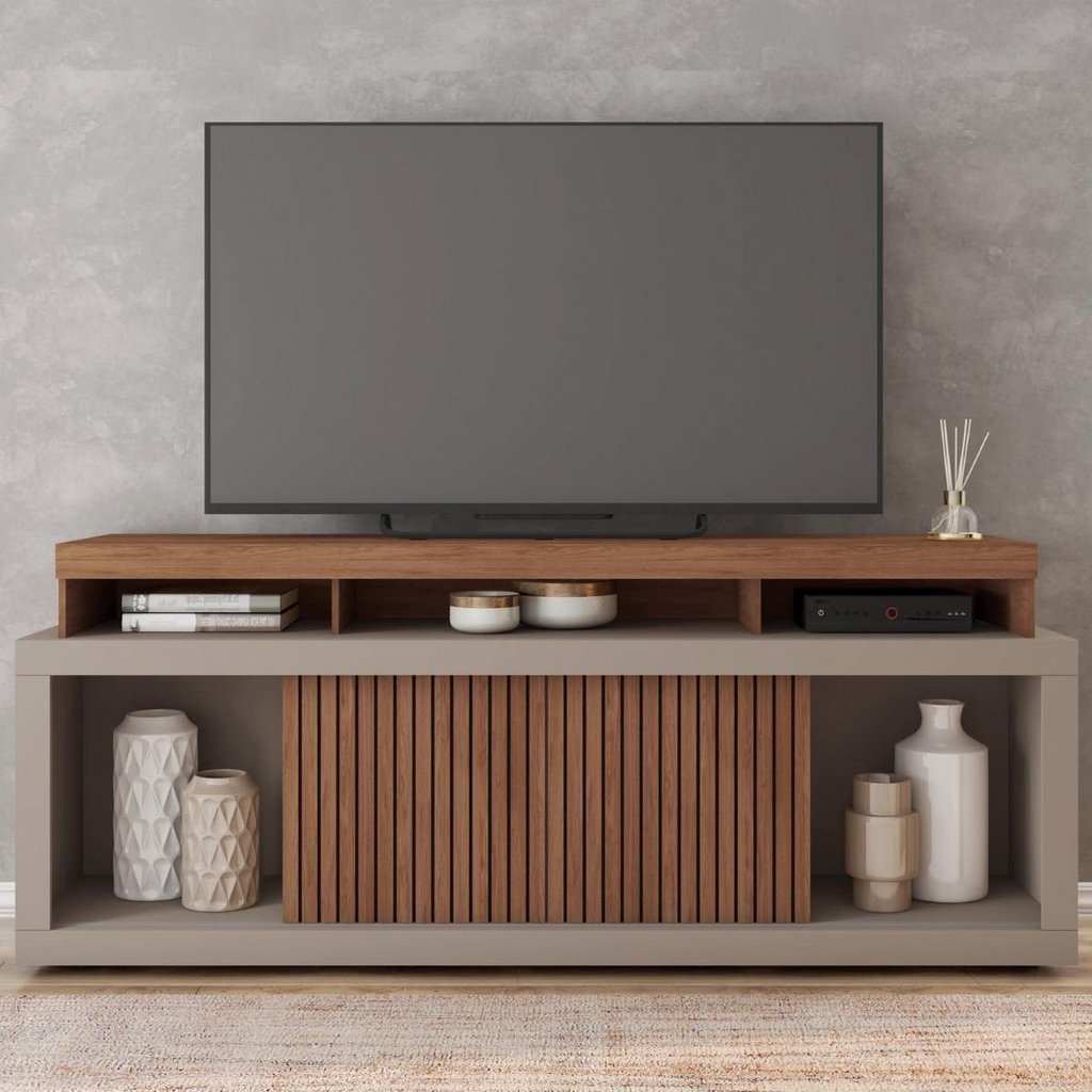 Rack para TV até 75 Polegadas MDF 180cm Valença Caemmun Marrom Havana/Fendi