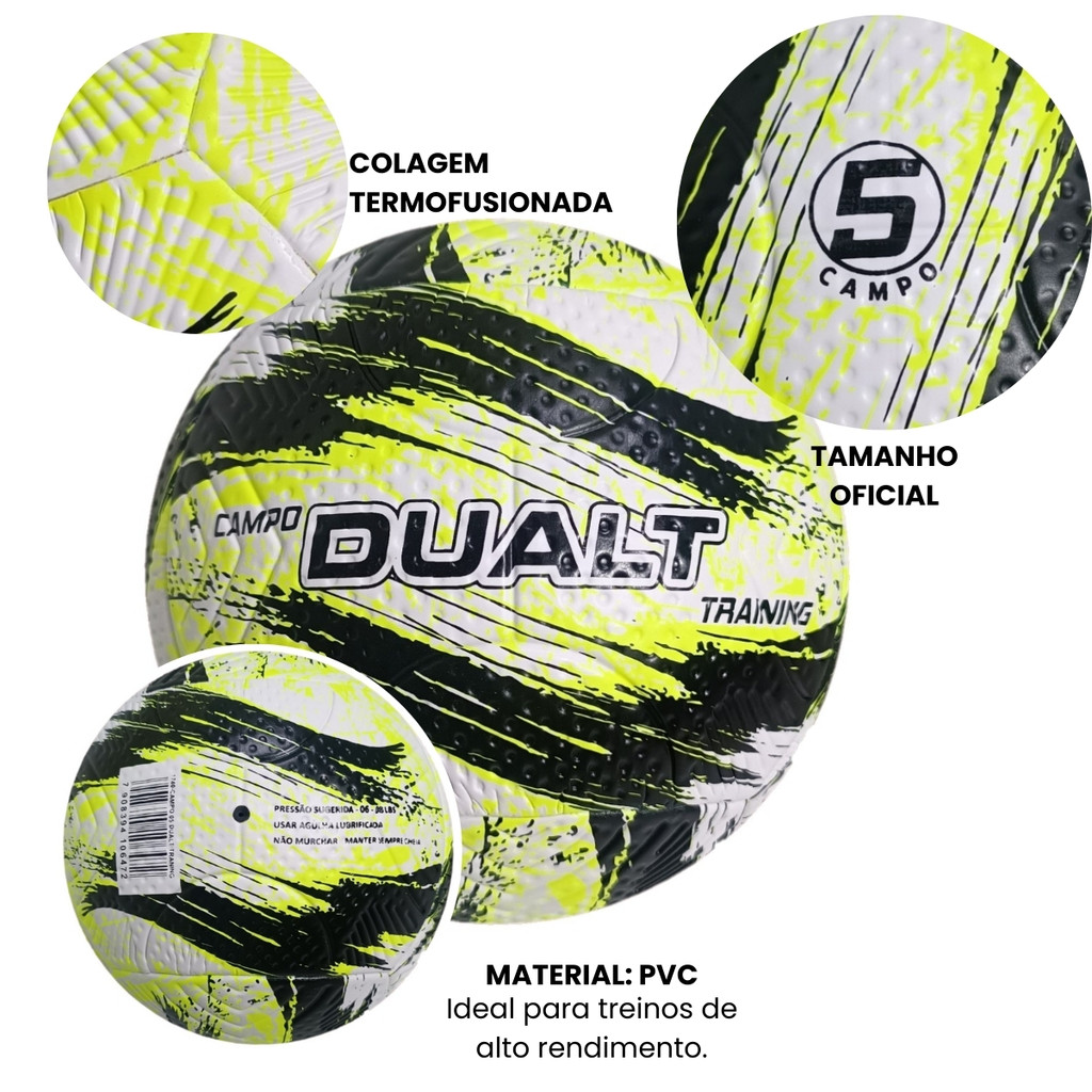 Bola Futebol de Campo Dualt Training PVC Resistente + Bomba de Ar — imagem 2 de 2