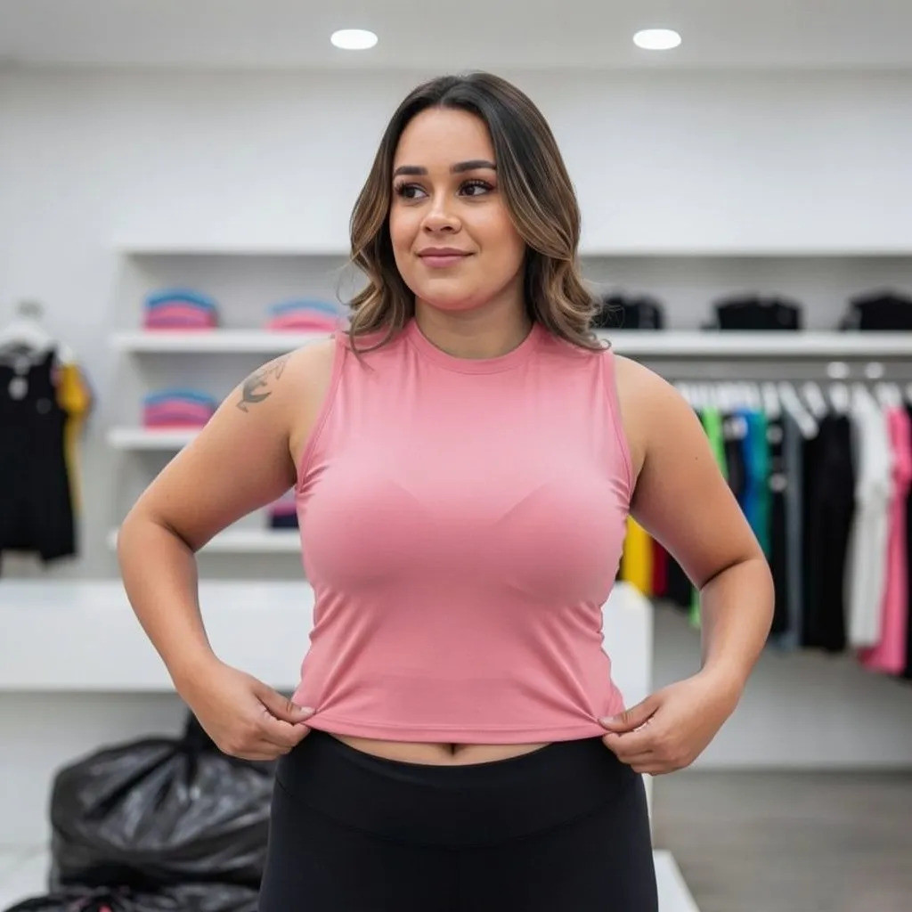 Regata Feminina Plus Size Dry Fit Elastano Treino Academia Dança Casual Fitness