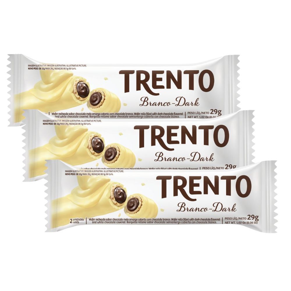 Kit 3 Chocolate Trento Branco Dark 29g