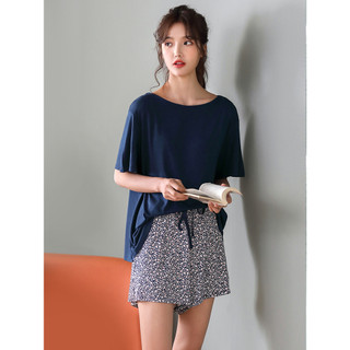 Carrefen Pijamas Senhoras Verão Algodão Seda Shorts de Manga Curta Loungewear Verão Fino Casual Pode Sair Wear