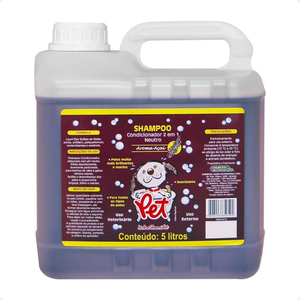 Shampoo e Condicionador Pet Chemitec 5L Aroma Açaí | Todos os Tipos de Pelos