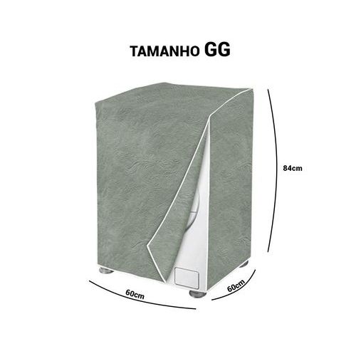 Capa Protetora Lavadora Roupa Flanelada Cinza Perolizada Resistente Impermeavel Grande