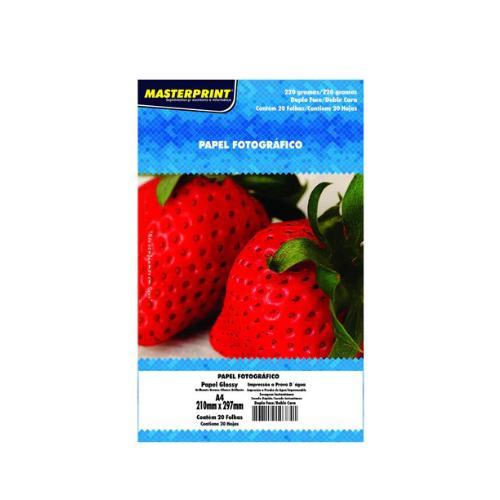 Papel Fotográfico Glossy Dupla Face A4 20 folhas Resistente a Água 220g/m²