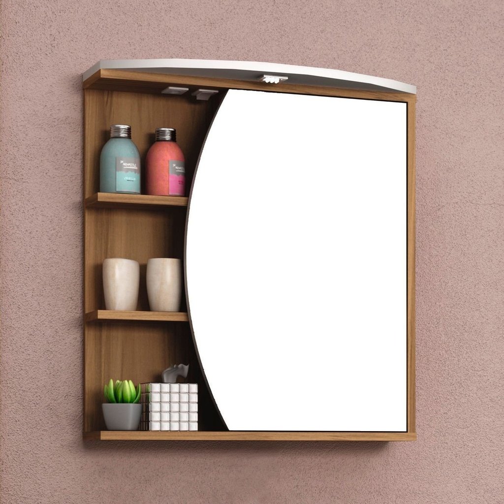 Espelheira para Banheiro com LED 1 Porta 3 Prateleiras Duna Branco