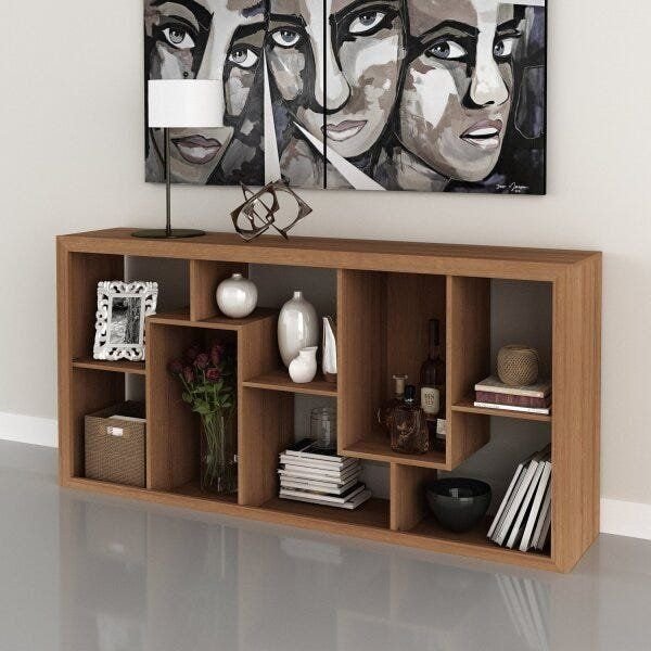 Estante Multiuso Vertical ou Horizontal 159CMX 78cm E1712 Marrom/Amêndoa Amêndoa