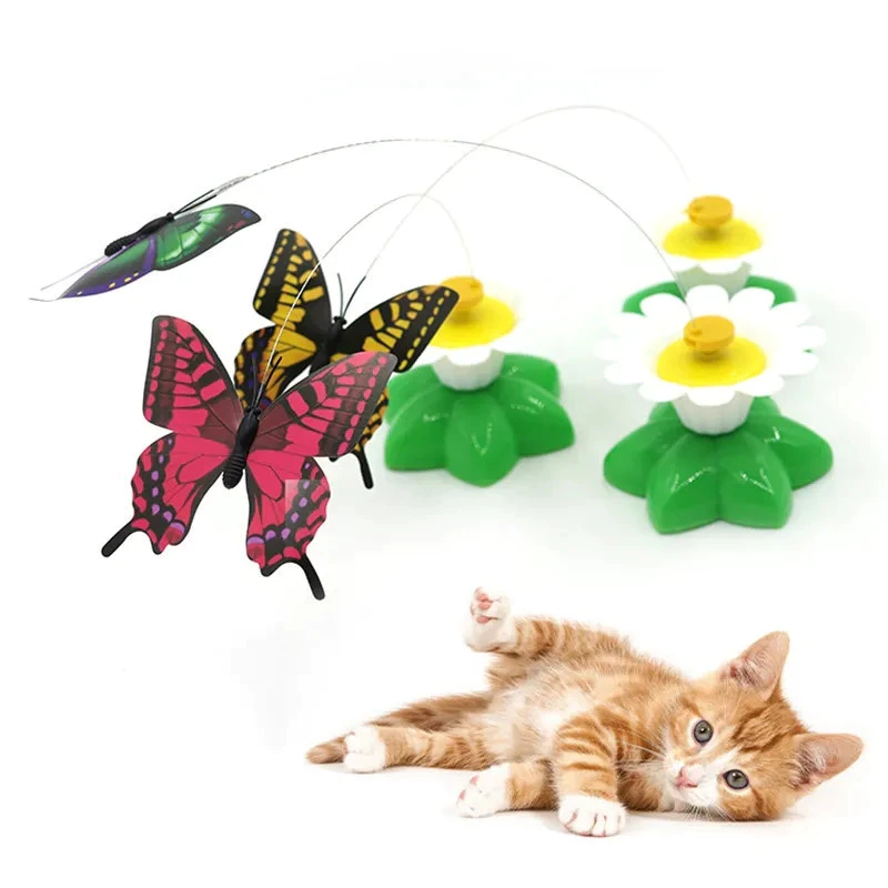 Brinquedo Interativo Para Gatos Borboleta Giratória Elétrica Cores Sortidas Pet