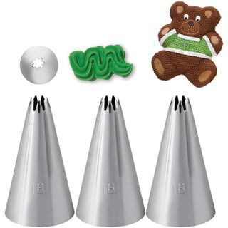 Dica de Conexão # 18, Bico de Confeitar Estrela Aberta para Decoração de Bolos, 3 Peças